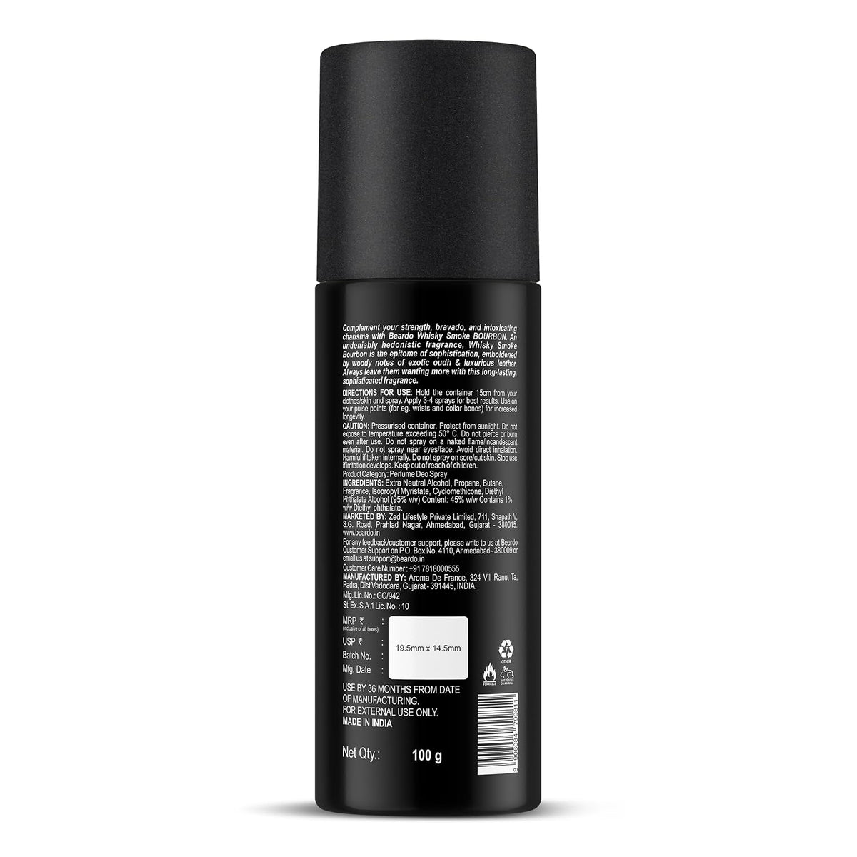 BEARDO PERFUME DEO SPRAY - Whisky Smoke Bourbon, 150ml | Get compliments with Long lasting Leathery, Woody Deodorant | Gift for Men | Christmas gift for men | Gift For Friends