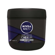 NIVEA MEN Deep Impact Body Cream with Black Carbon, 48H Intensive Moisture, Woody & Spicy Scent, for Normal Skin, 400 ml