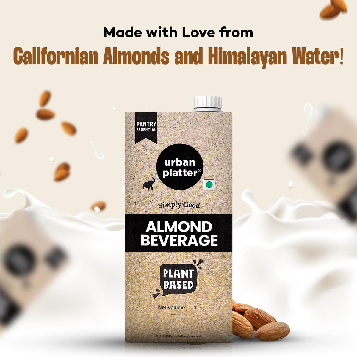 Urban Platter Almond Milk, 1 Litre, Pack of 2 (Unsweetened | Lactose-Free | Plant-Based Milk Alternative | Works Beautifully in Tea and Coffee)