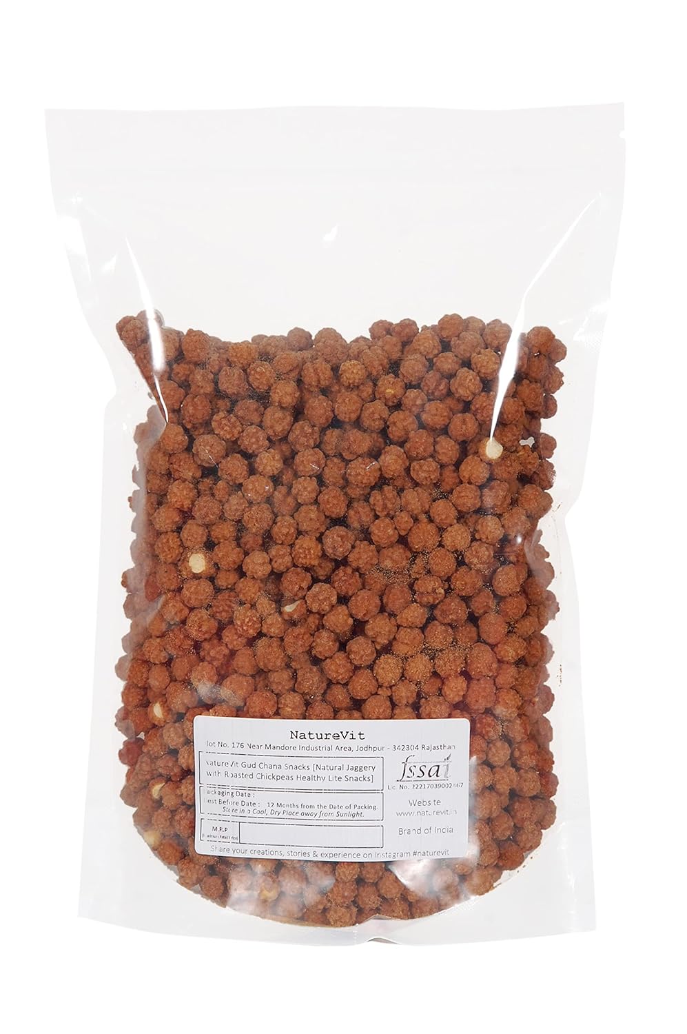 NatureVit Gud Chana 1 Kg | Jaggery Coated Roasted Chana | Natural Protein Snack | No Sugar Added, No Preservatives | Healthy Immunity Booster Munchies