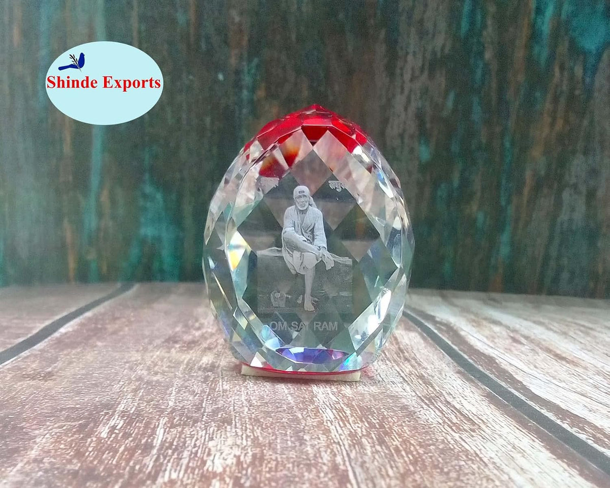 SHINDE EXPORTS shirdi sai Baba Idol for car Dashboard/Crystal Statue 2.5 inches (RED)