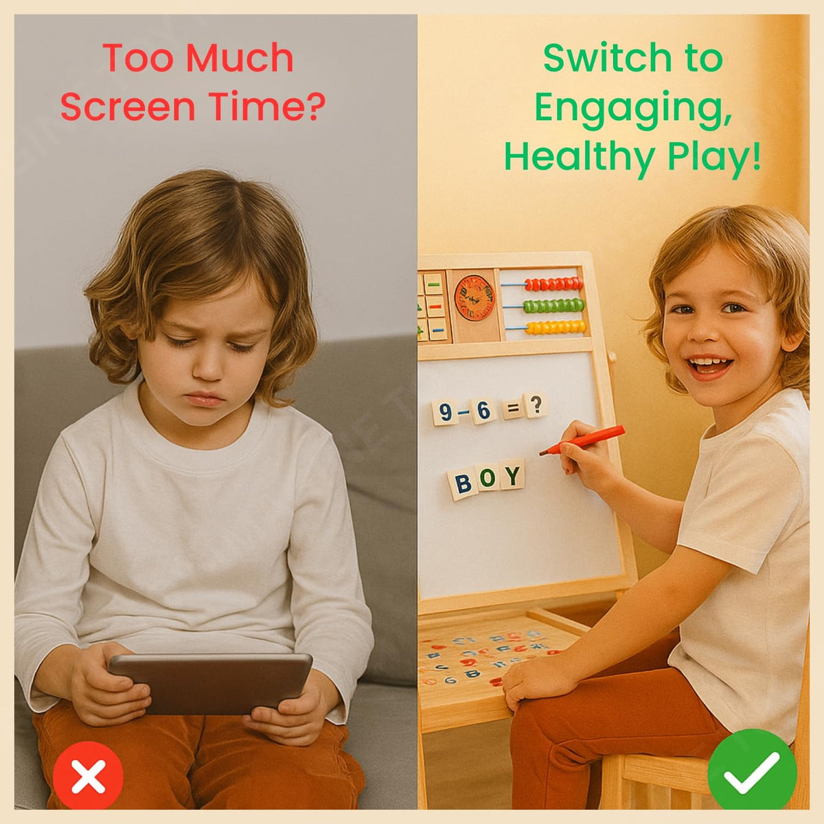 Toy Imagine Wooden 2 in 1 White Board & Black Board for Kids