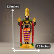 YaaNatural Yaa Catchy Lord Balaji Double-Sided Idol for Car Dashboard & Home Decor Gold Finish Venkateswara Face Statue | Spiritual Gift, Pooja & Office Idol (Thirupathi Colour Balaji)