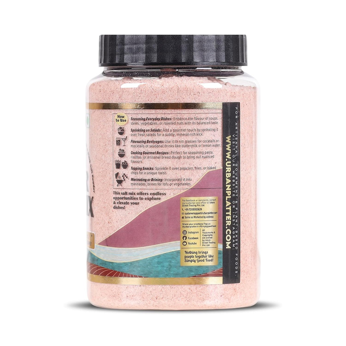 Urban Platter 4 in 1 Super Salt Mix, 1kg (Pink Himalayan Salt, White Rock Salt, Black Salt & Arabian Sea Salt | Signature Blend of Origin Salts | Everyday Cooking Essential)