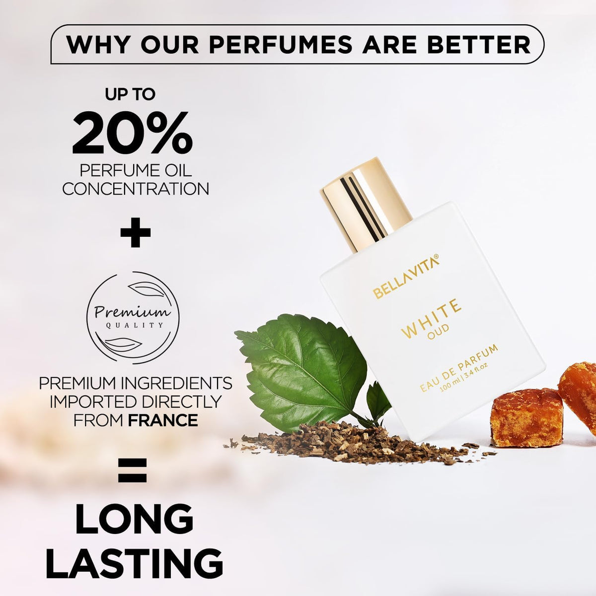 Bella Vita Luxury White Oud Unisex|Long Lasting Perfume for Men & Woman|EDP Pack of 2 x 100ml|Orange, Patchouli, Musk|Oud, Citrus, Spicy Premium Fragrance Perfume |Great for Everyday Use