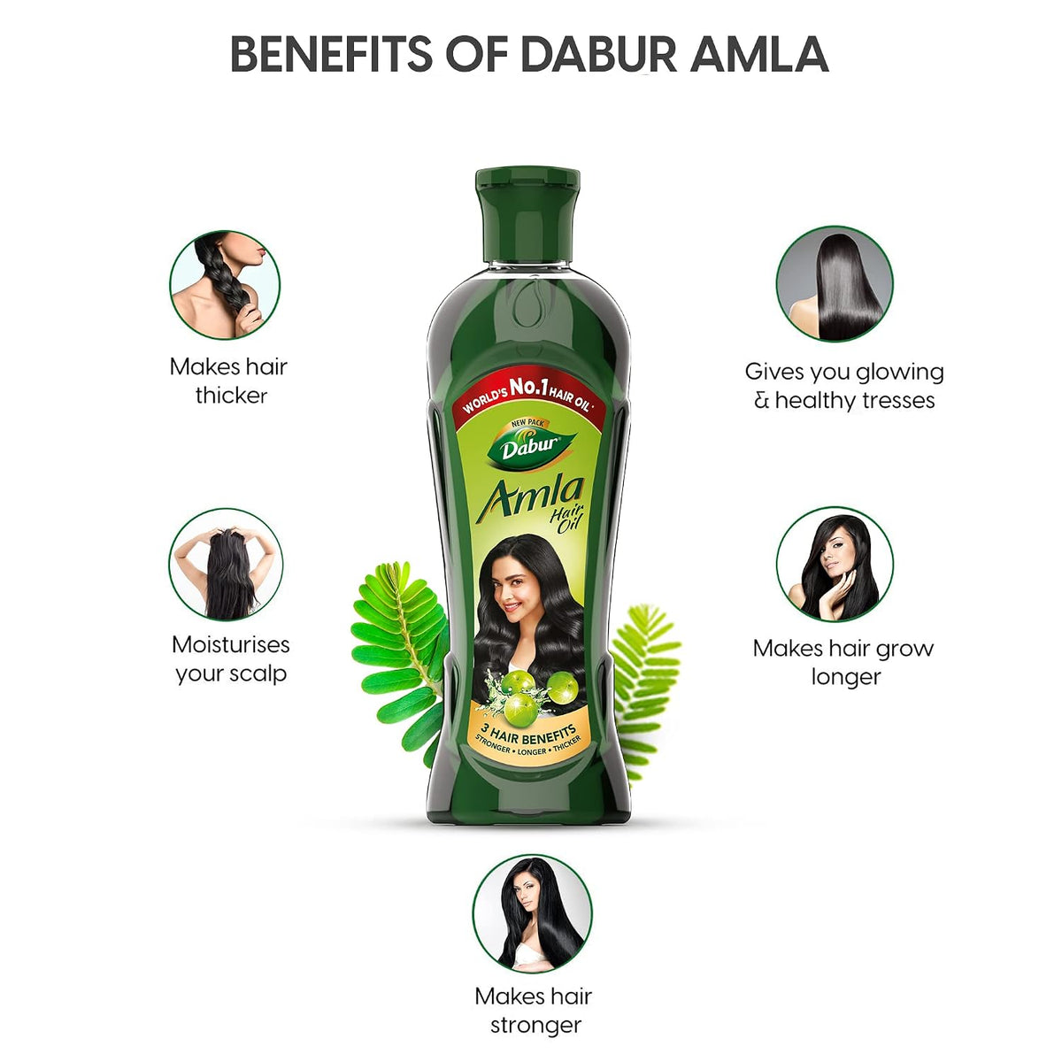 Dabur Amla Hair Oil - 550ml (Pack of 3) | For Strong, Long and Thick hair | Nourishes Scalp | Controls Hair Fall, Strengthens Hair & Promotes Hair Growth
