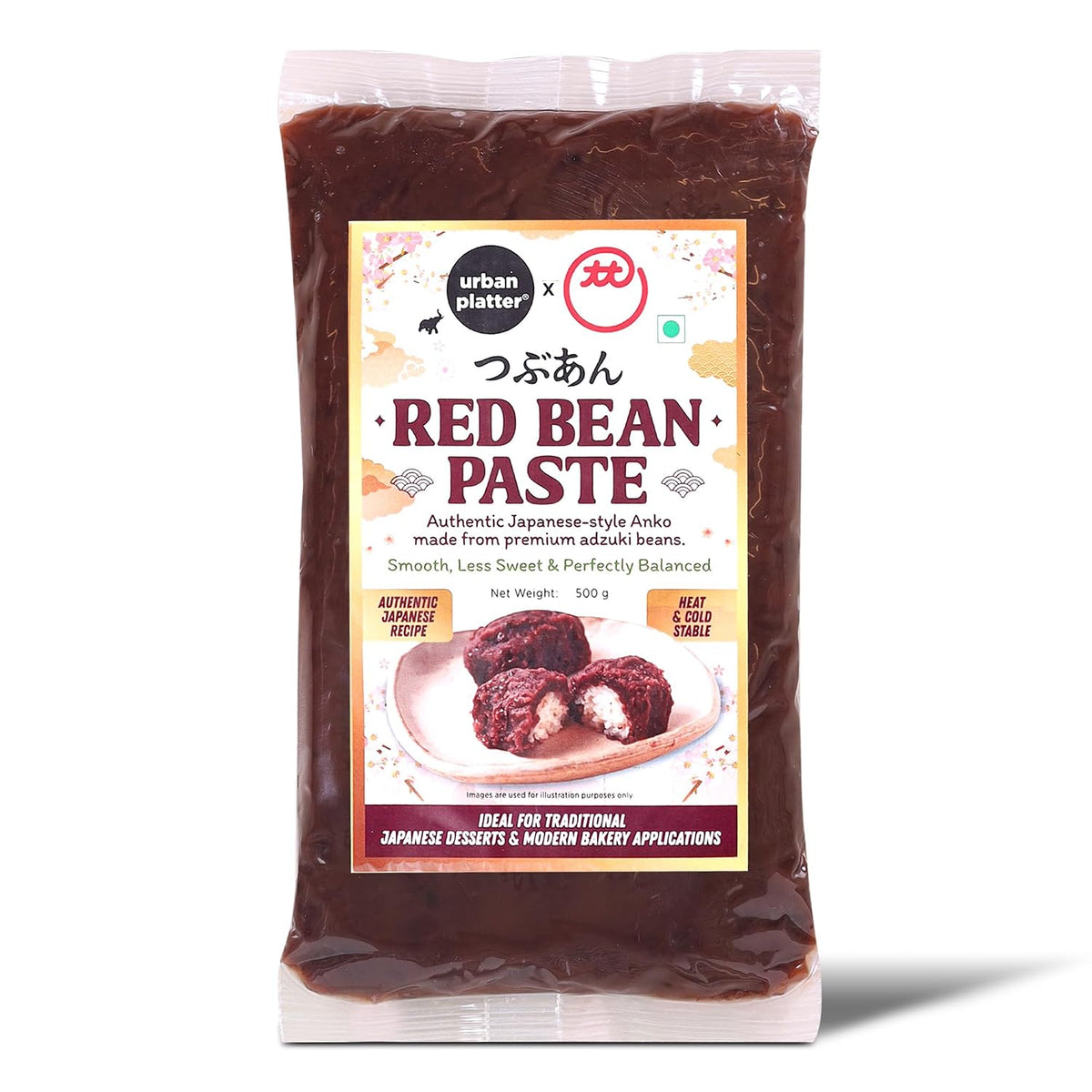 Urban Platter Red Bean Paste (Anko), 500g (Made with Adzuki Beans | Smooth & Less Sweet | Ready-to-Use Filling for Mochi, Dorayaki, Taiyaki & Baking)