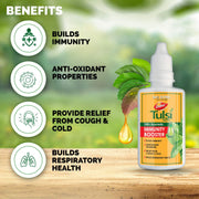 Dabur Tulsi Drops- 50% Extra: Concentrated Extract Of 5 Rare Tulsi For Natural Immunity Boosting & Cough And Cold Relief: (20Ml +10Ml Free)