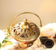 DSH Brass Incense Burner Dhoop Dani Dhuni Brass Incense Loban Sambrani Burner Dhuna Dani Arti Loban Dani Dhoop Burner for Puja Home Mandir.