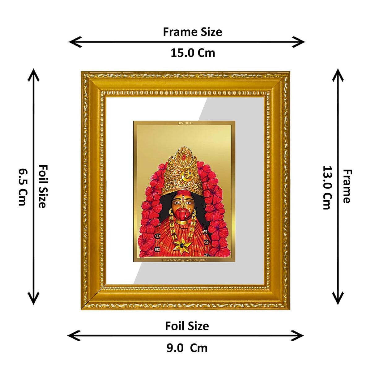 Diviniti Maa Tara Gold Plated Wall Photo Frame, Table Décor| DG Frame 101 Size 1 and 24K Gold Plated Foil| Religious Photo Frame Idol For Pooja, Gifts Items (13.5 CM X 15.5 CM)