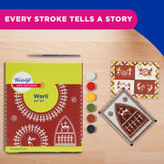 Fevicryl Warli Mini Art Kit | All-Inclusive DIY Kit of Wooden Plank with Hook, Acrylic Colours, Brush | for Artists, Students, Hobbyists & Gifting | Ideal for Age 14 +