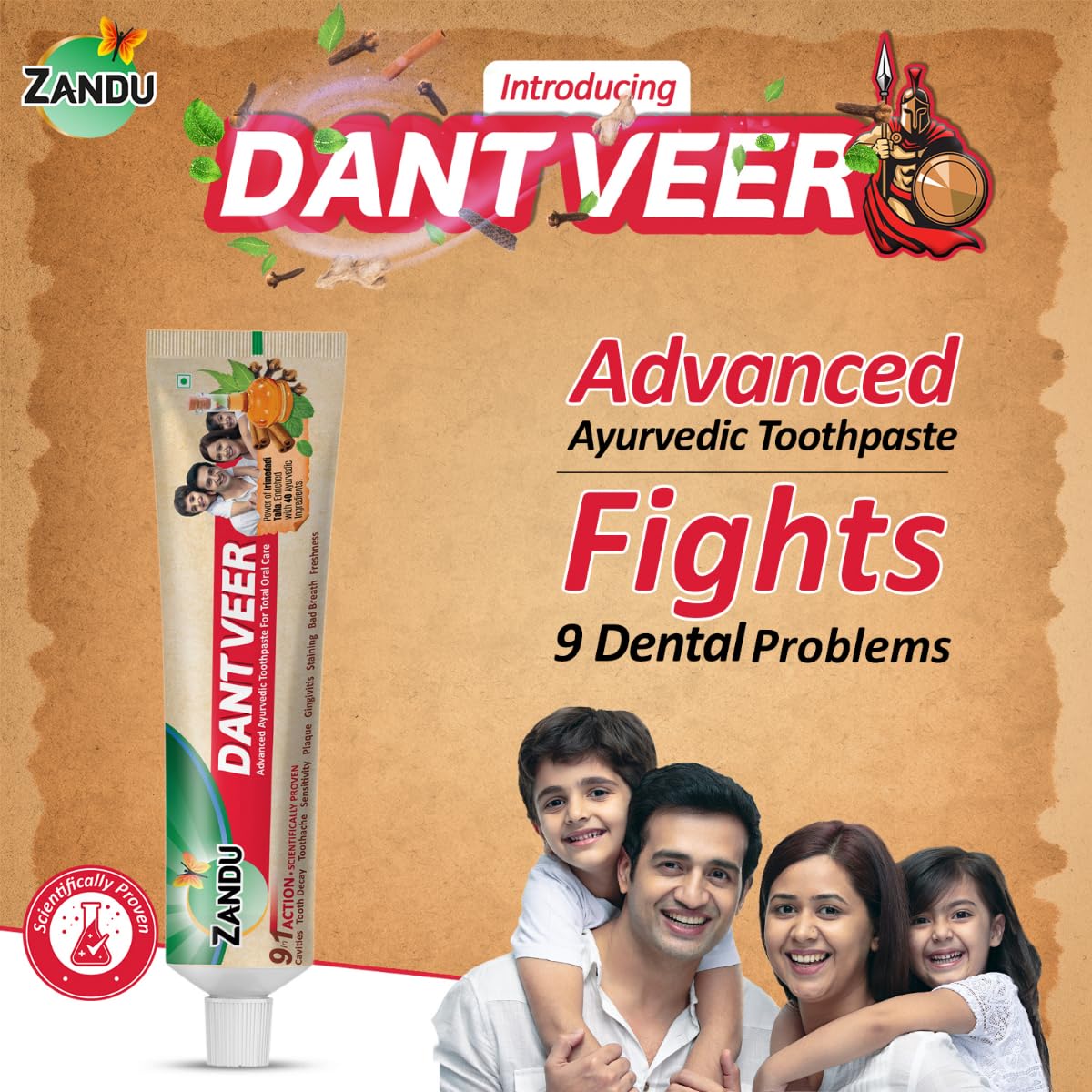 Zandu Dantveer, 400g, India’s 1st Ayurvedic toothpaste with Irimedadi oil | Scientifically proven formula |Fights 9 dental problems