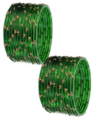 NMII Viral & Trendy Glass Bangles with Zircon Gemstone Work For Women & Girls | Designer Glass ki Chudi | Stylish Kanch Ki Choodi | Stylish Girl's Bangles Bracelet for Wedding, Party - Set of 24