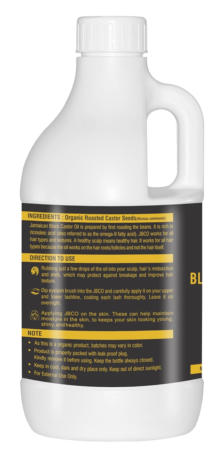 Holy Natural Organic Jamaican Black Castor Oil 1 Liter | Pure Cold Pressed Castor Oil | Moisturizes Scalp, Hair, Beard, Nails & Skin | Natural Beauty Oil