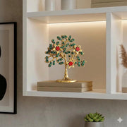 KridayKraft Metal Kalpavriksha Tree for Home Decor - Golden Wish Fulfilling Tree Metal Showpiece for Temple, Vastu, Office Table & Gifting Banyan (No 1 Golden with Stone)