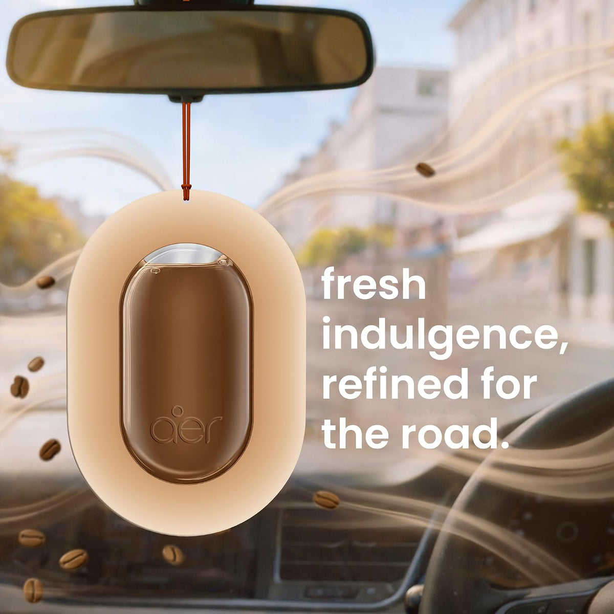 Godrej aer O – Hanging Car Air Freshener – Caramel Latte (7.5g) | Gel Lasts up to 30 days | Car Accessories