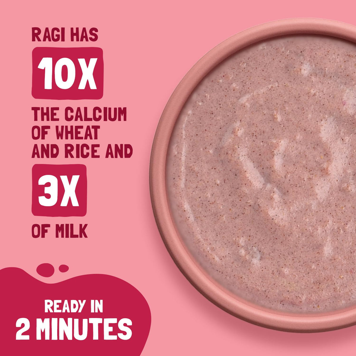Slurrp Farm Cereal, Ragi, Rice and Strawberry with Milk, Instant Healthy Food, NO Added Sugar, Mildly Sweetened with Date Powder