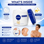 NIVEA Firming Body Cream with Q10 & Vitamin C, 48H Intensive Moisture, Helps Improve Skin Firmness & Elasticity, for All Skin Types, 400 ml