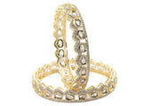 NMII Alloy Metal American Diamond Bangles Bracelet Jewellery Set For Women & Girls | Oval Shaped Cubic Zirconia Bangle | Premium Bridal Kada For Wedding, Party, Spaecial Occasion- Set of 2 Bangles