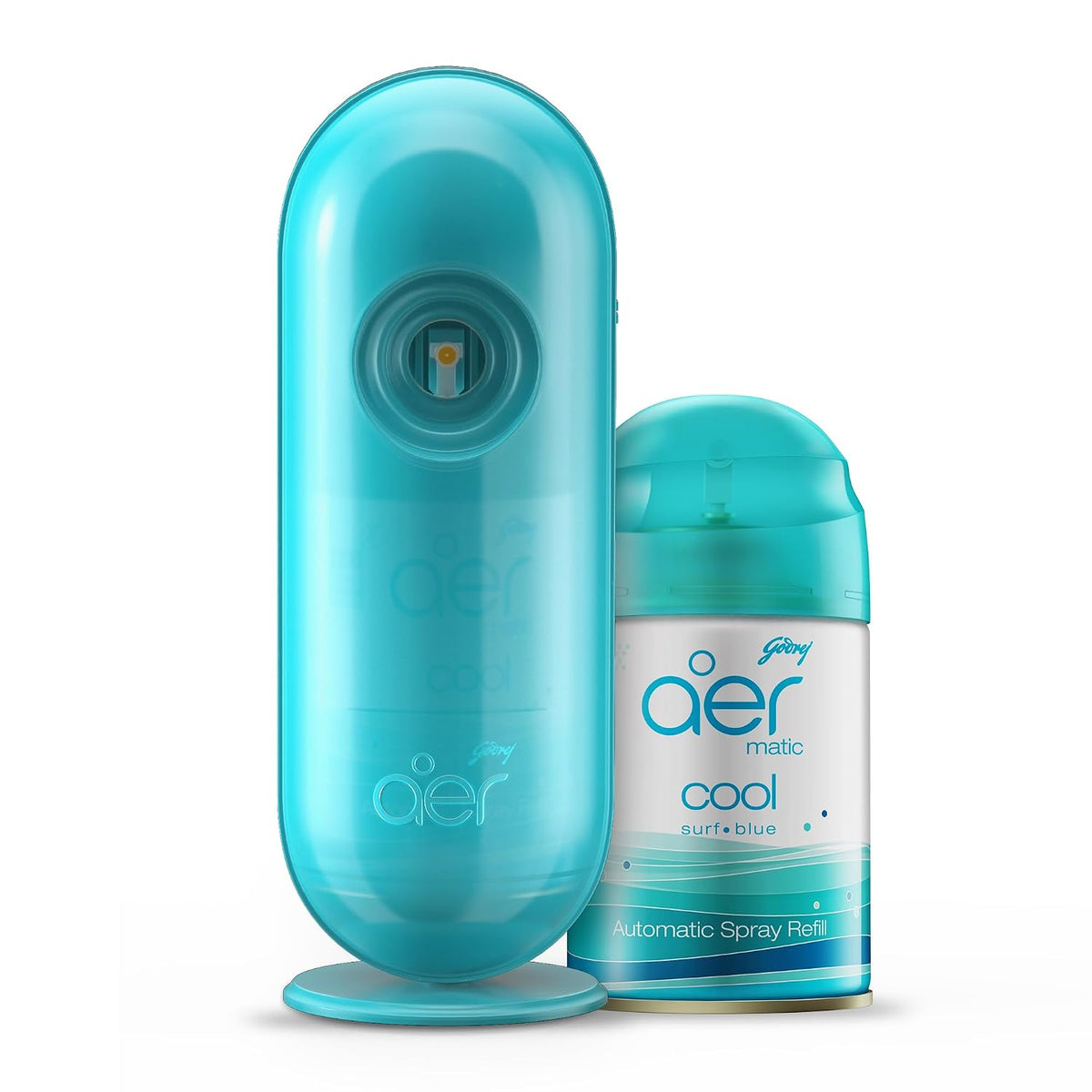 Godrej aer Matic Kit (Machine + 1 Refill) - Automatic Room Fresheners with Flexi Control Spray | Cool Surf Blue | 2000 Sprays Guaranteed | Lasts up to 60 days (225ml)