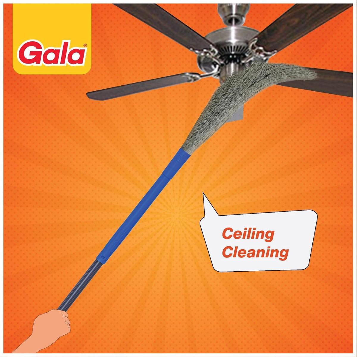 Gala No Dust – India's No. 1 Broom | Extendable Handle, No Ladder Needed for Ceiling & Fan Cleaning | Broomstick Jhadu | Traps Fine Dust & Hair, No Back Strain