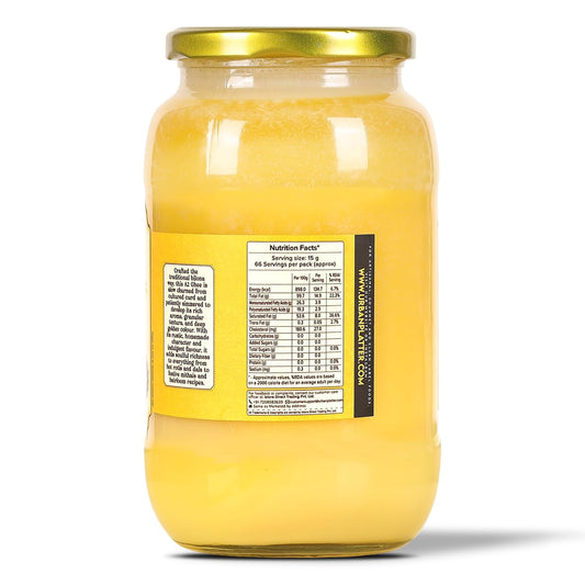Urban Platter A2 Bilona Cow Ghee, 1L (Traditional Curd-Churned Desi Ghee | Made from A2 Cow Milk | Pure Ghee for Cooking, Tadka & Daily Meals)