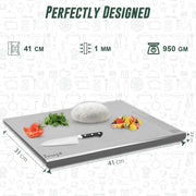 Parage Large Stainless Steel Chopping Board (41 x 31 cm) | Heavy Duty Metal Cutting Board with Anti-Skid Silicone Pads | Durable, Rust-Proof Kitchen Board for Vegetables, Meat & Fruits