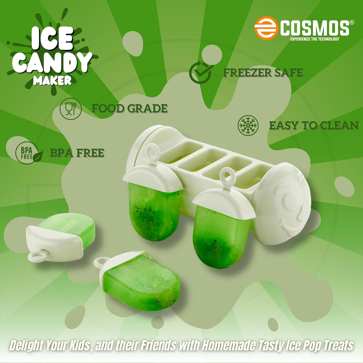 E-COSMOS® Kulfi Candy Popsicle Maker - Homemade Ice Cream & Ice Pop Makers for Any Occasion - Create Delicious Frozen Treats at Home (Multicolor)