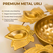 DSH Urli Bowl Handcrafted Kamal Diya Urli Bowl for Floating Flowers and T- Light Candles Diwali Home Decoration. (Kamal Urli)