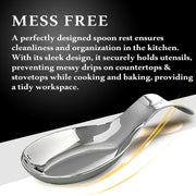 Parage 2 Pieces Stainless Steel Spoon Rest for Home & Kitchen, Platform and Dining Table, Holding Messy Spoon While Cooking (Set of 2, 21.5 cm Long)