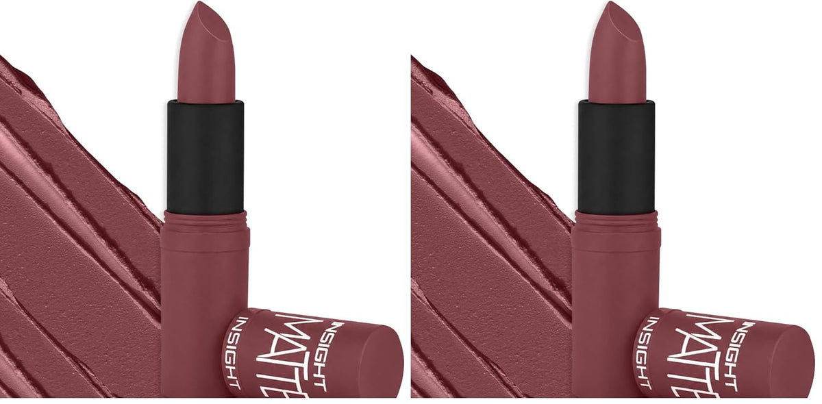 INSIGHT Matte Lipstick | Soft Matte Finish | Highly Pigmented Formula | Ultra Creamy | Intense Color Payoff | Fade-Proof Lipstick | MAUVE MAGIC-4.2g (Pack of 2)