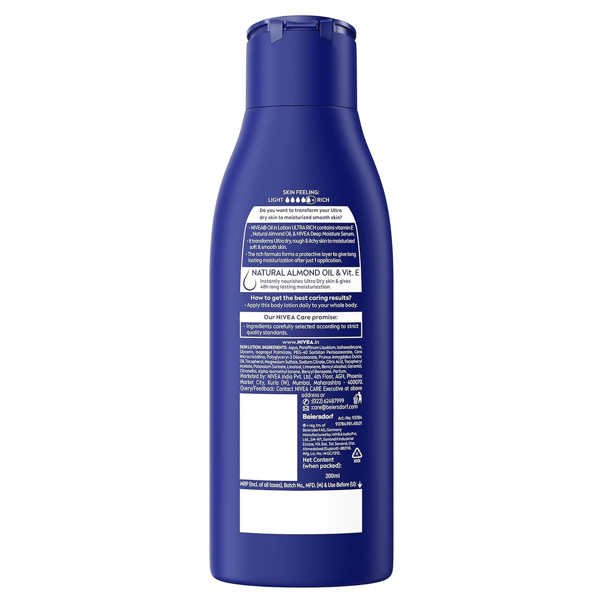 Nivea Ultra Rich Nourishing Body Lotion, 200ml