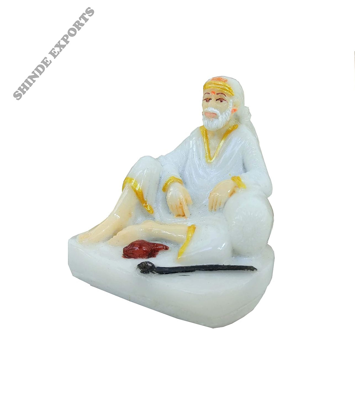 SHINDE EXPORTS Lord Saibaba Marble Idol 3 inches for car Dashboard and Gifting