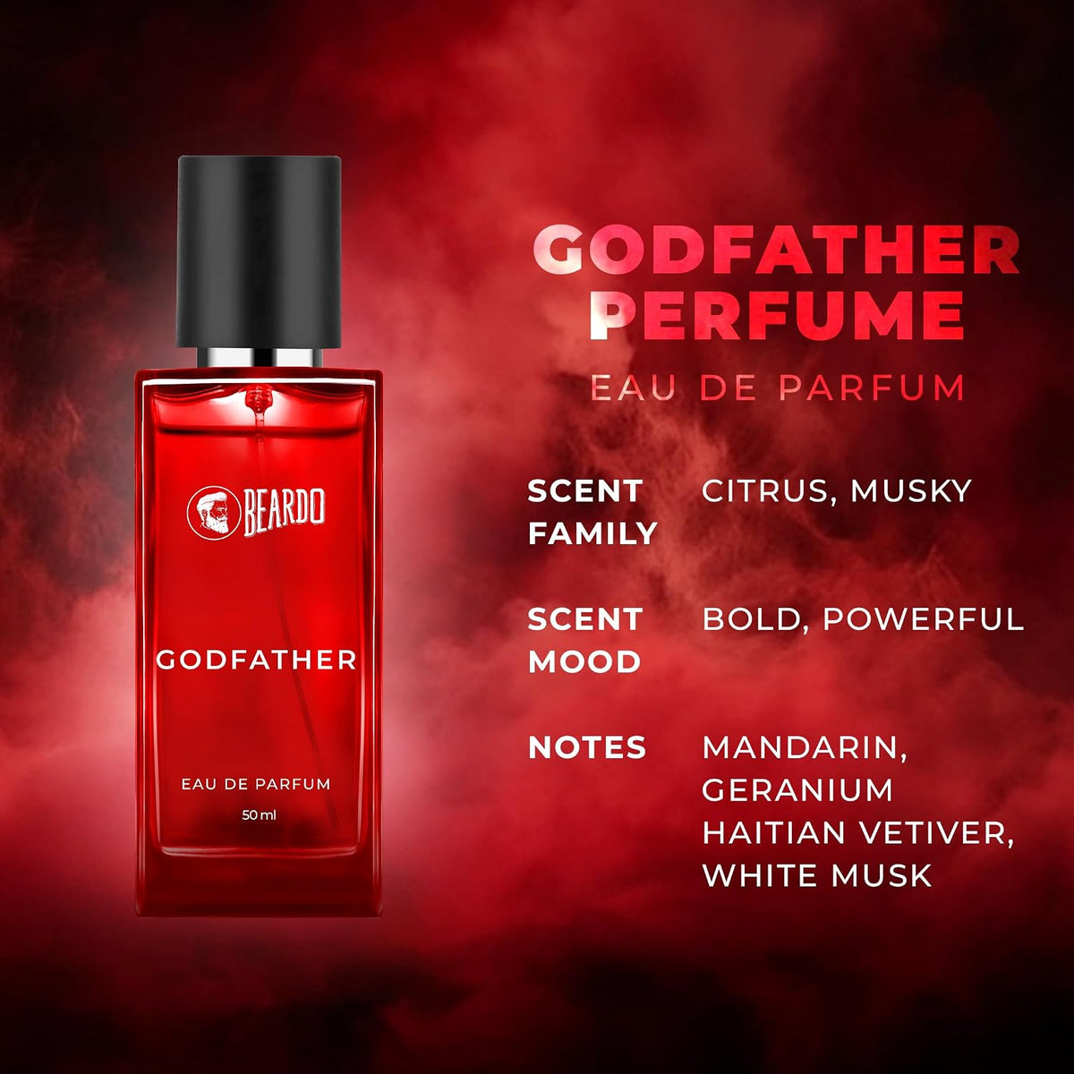 BEARDO Godfather Perfume For Men, 50Ml | Aromatic, Spicy Perfume For Men Long Lasting Perfume For Date Night Fragrance | Body Spray For Men | Gift For Husband | Gift For Boyfriend
