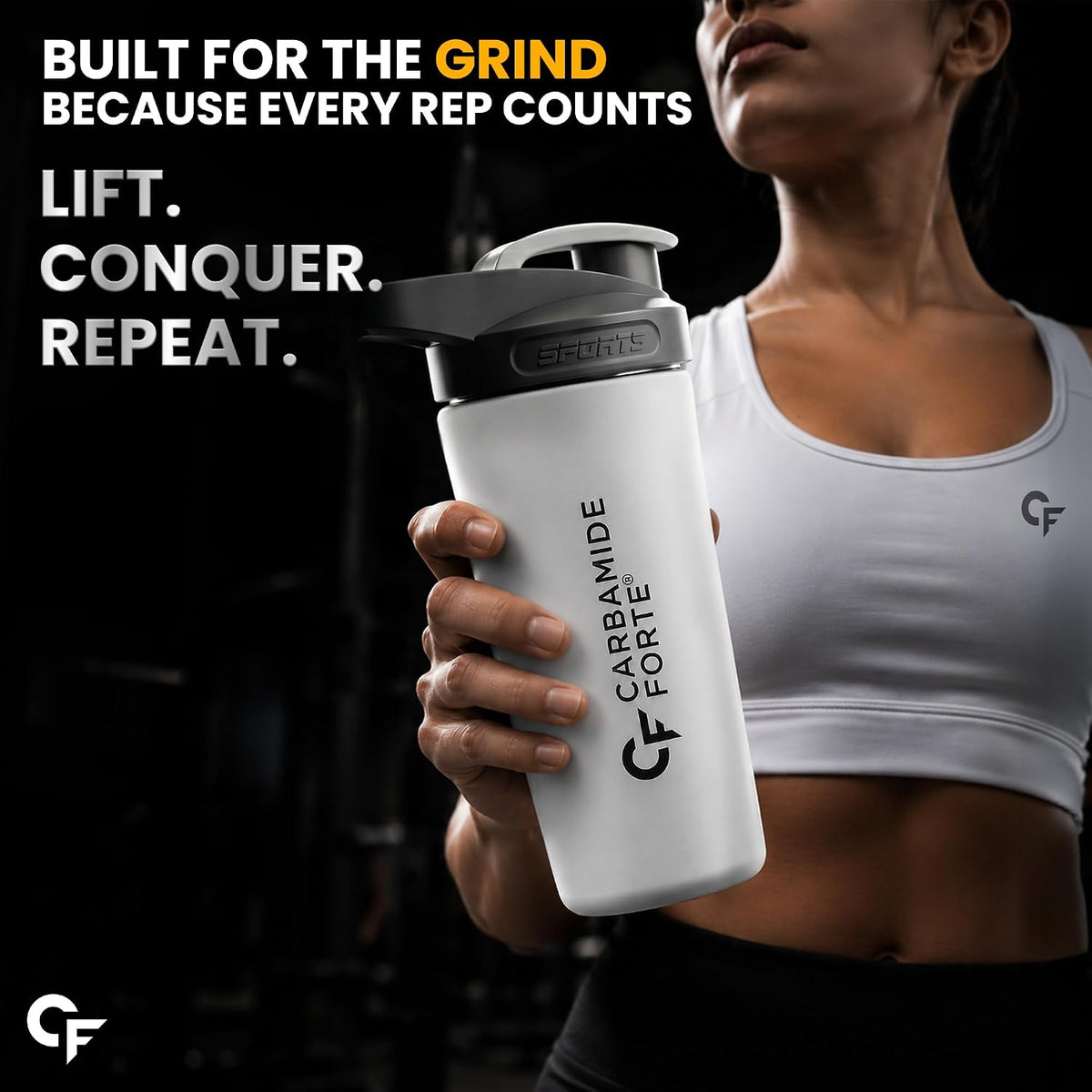Carbamide Forte Stainless Steel Shaker for gym Bottle 800ml | Leakproof Protein Shaker Bottle with Stainless Steel Mixing Ball | Odour & Stain Resistant Gym Shaker Bottle for Protein Shakes, Creatine, BCAA & Pre-Workout