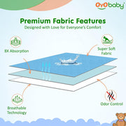 OYO BABY Extra Absorbent Waterproof Baby Dry Sheet | Double Bed Large 200×140 cm | Soft, Breathable, Quick-Drying Mattress Protector | Durable, Reusable - Blue