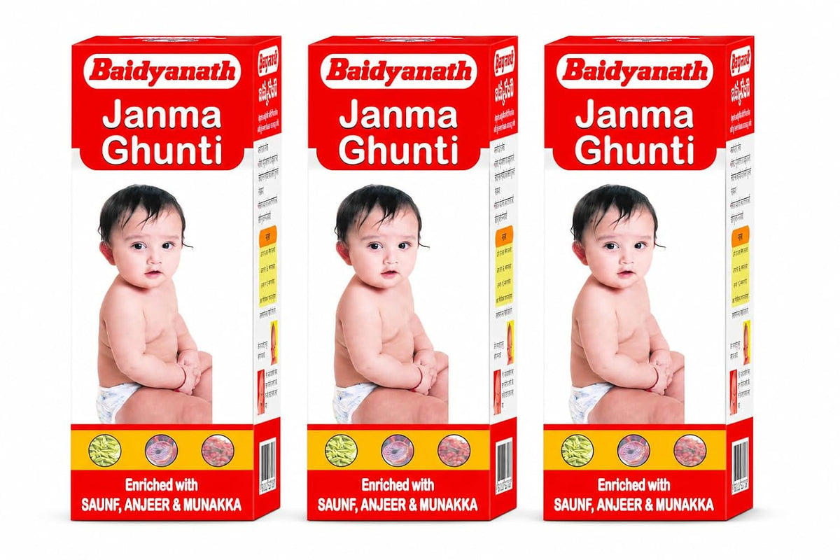 Baidyanath Asli Ayurved Janmghunti - 50 ml (Pack of 3) | Janm Ghunti | Janma Ghunti for Baby Pediatric Tonic
