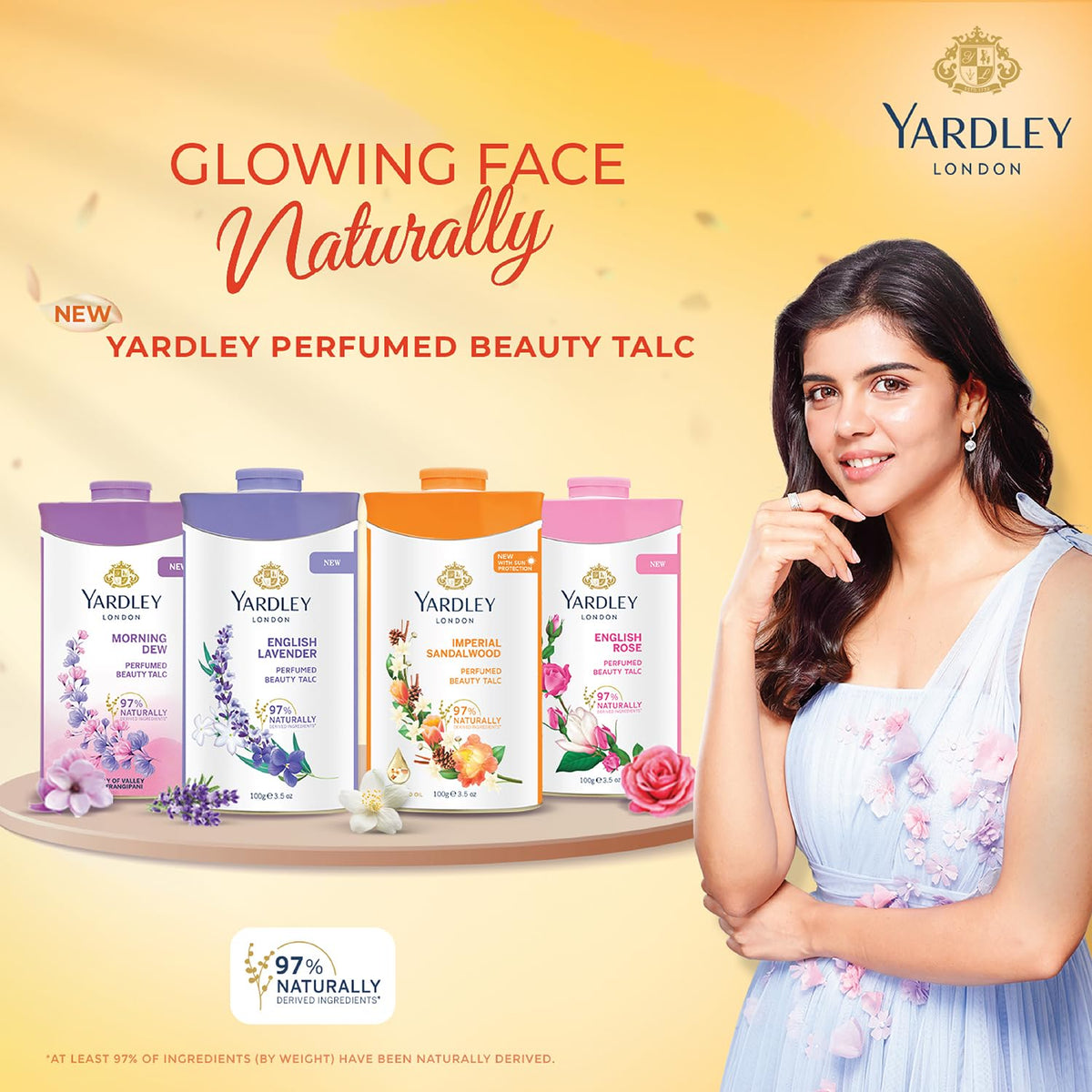 Yardley London Imperial Sandalwood Perfumed Beauty Talc, For Fragrant Glow |100g