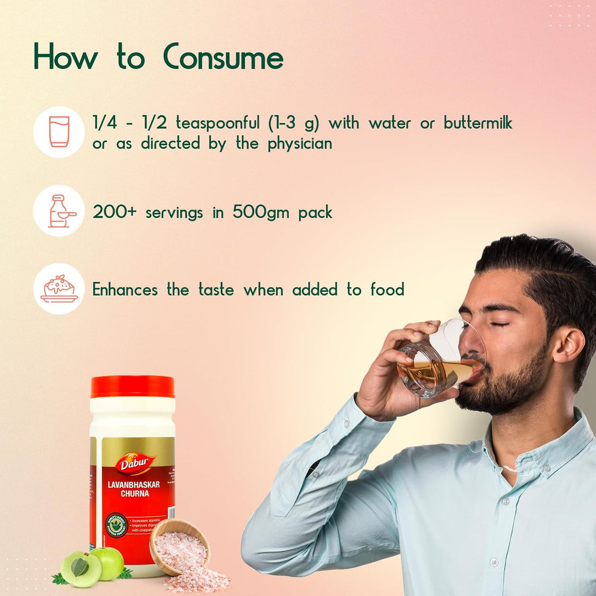 DABUR Lavan Bhaskar Churna - 500 g, Red