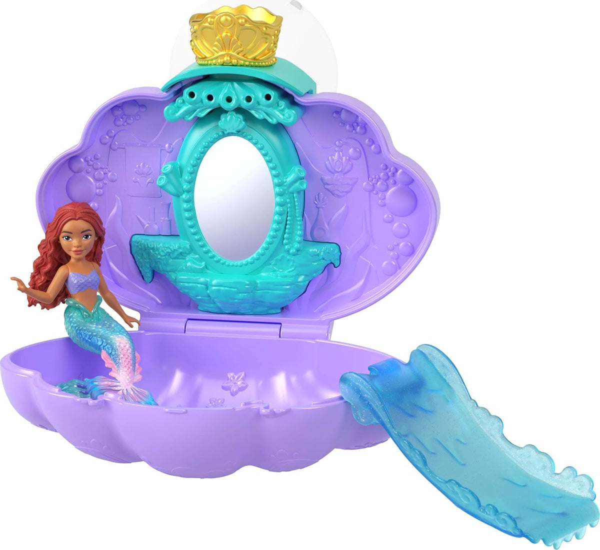 Mattel Disney Princess Mermaid Bath Surprise Small Dolls & Accessories in Shell Playsets with Slides, Inspired by Disney Movies