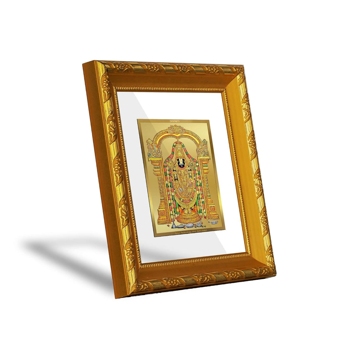 DIVINITI Tirupati Balaji Gold Plated Wall Photo Frame, Table Décor| DG Frame 103 Size 1 and 24K Gold Plated Foil| Religious Photo Frame Idol For Pooja, Gifts Items (16.5 CM X 15.5 CM)
