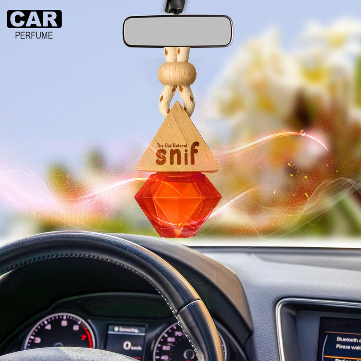 The Old Natural Snif Diamond Hanging Car Perfume | Car Air Freshener with Refill Pack (Lavish Musk 10ml + 15ml Refill Pack)
