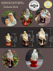 SHINDE EXPORTS shirdi saibaba Marble Idol Statue murti Home Murty for car Dashboard for Pooja Room (4 inches)