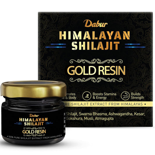 Dabur Himalayan Shilajit/Shilajeet Gold Resin - 20g | 500mg/Serving | 40 Servings | Contains 24 Karat Gold | 7 Ayurvedic Boosters | Boosts Muscle Growth & Stamina | 100% Ayurvedic