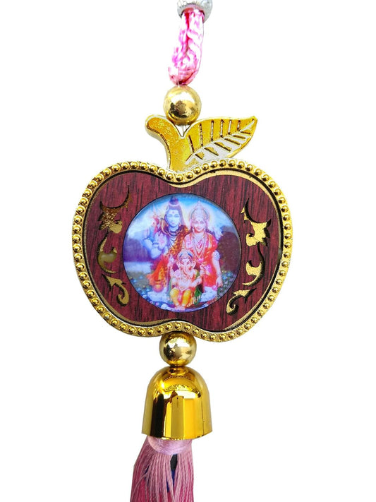 SHINDE EXPORTS Lord Mahadev Multicolor Car Hanging (Gold Apple Design)