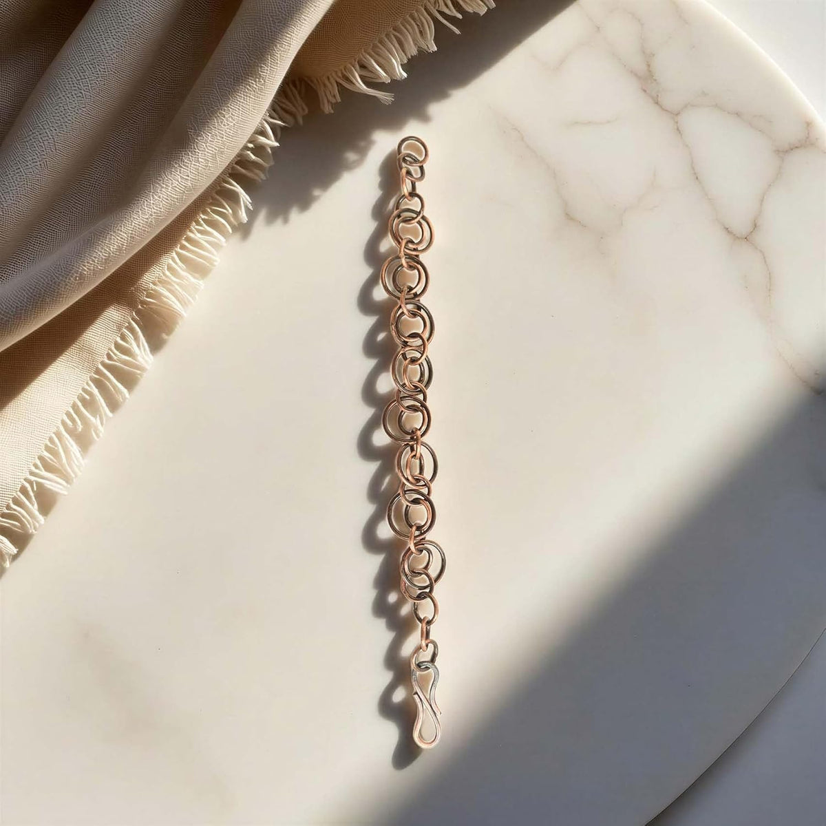 SHINDE EXPORTS Pure Copper Link Chain Bracelet Unisex S Hook 8.5 Inch