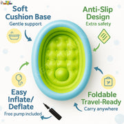 Toy Imagine 3 ft Inflatable Baby Bath Tub – Oval Foldable Swimming Pool for Kids, Boys & Girls | Indoor & Outdoor Use with Manual Hand Pump (86 × 64 × 23 cm, Blue)