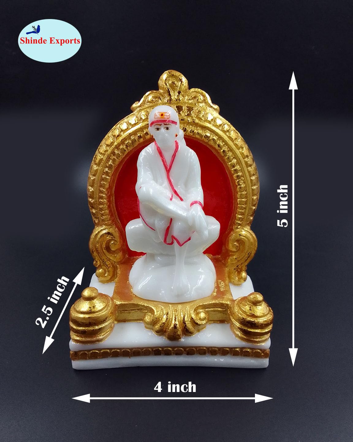 SHINDE EXPORTS Big Size White shirdi saibaba Marble Idol for Pooja Room Statue murti Home Murty 5 inches.
