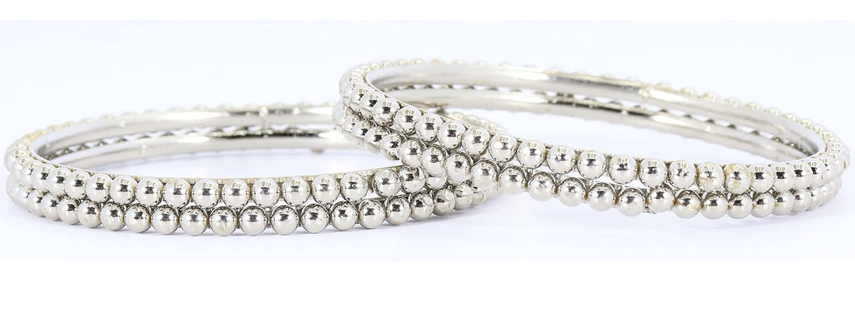 NMII Metal Base Metal with Ball Chain Linked Glossy Finished Kada Set For Women and Girls