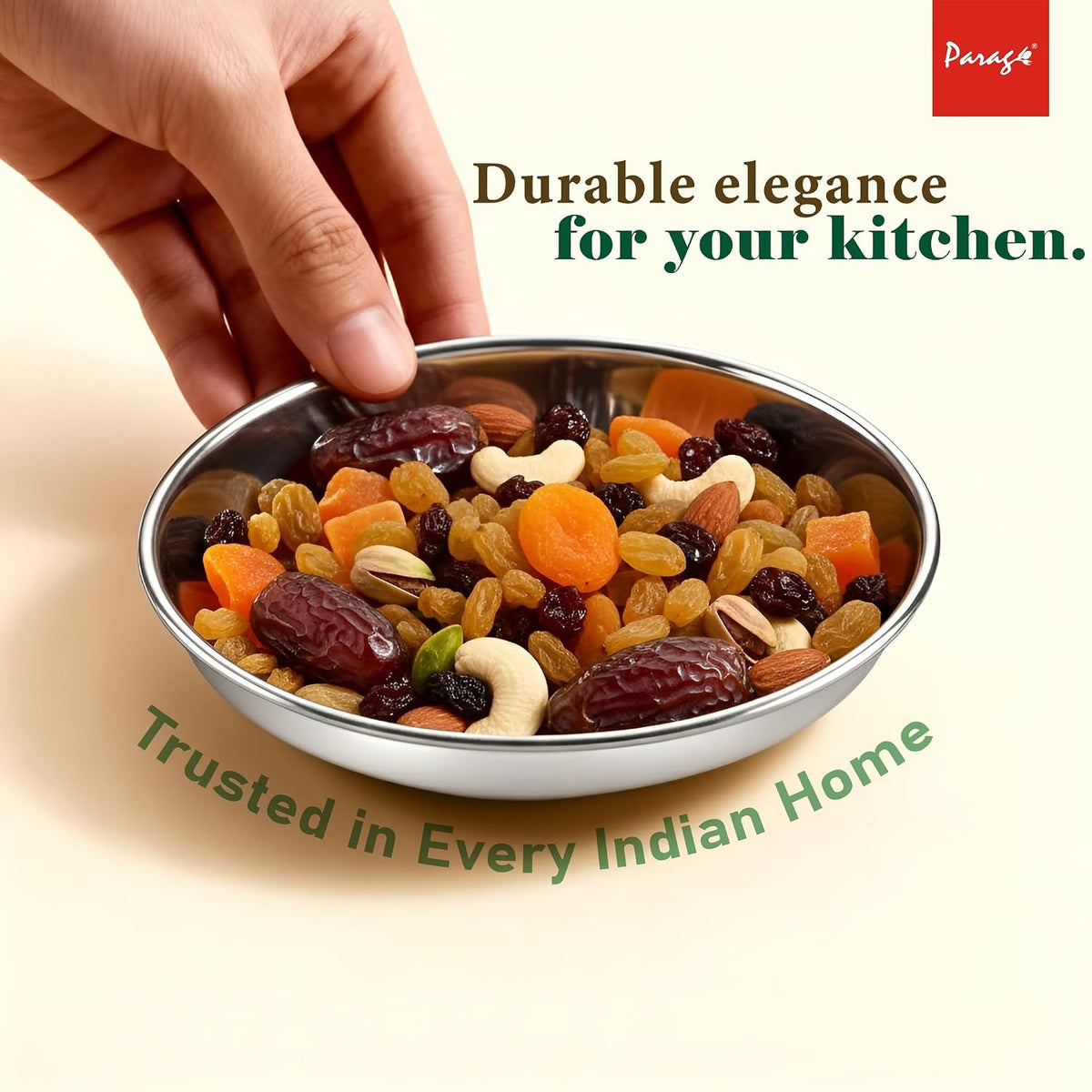 Parage 6 Pieces Stainless Steel Serving Dish Bowl – 11.5 cm Diameter | Heavy Gauge Small Halwa Plates | Durable Mirror Finish for Sweets, Snacks & Serving